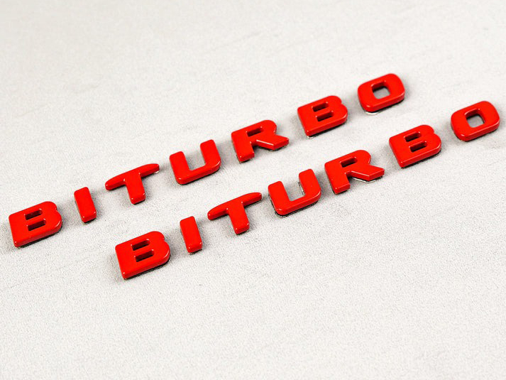 Mercedes S E C G GT Brabus Biturbo Red Metal Emblem Logo Badges Set
